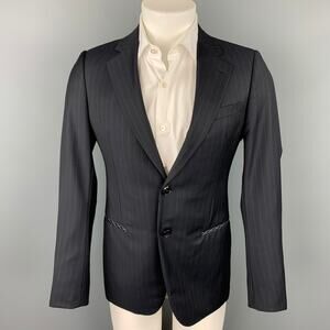 GIORGIO ARMANI Size 36 Regular Navy Chalkstripe Wool Sport Coat